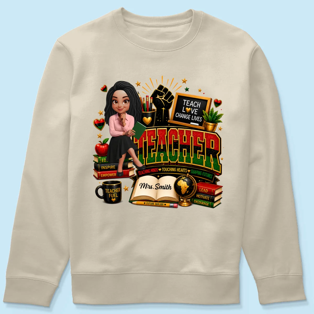 Teach Love Changes Life - Personalized Shirt - African American Teacher Appreciation Gift, Back to School Trendy Tee - Image 20