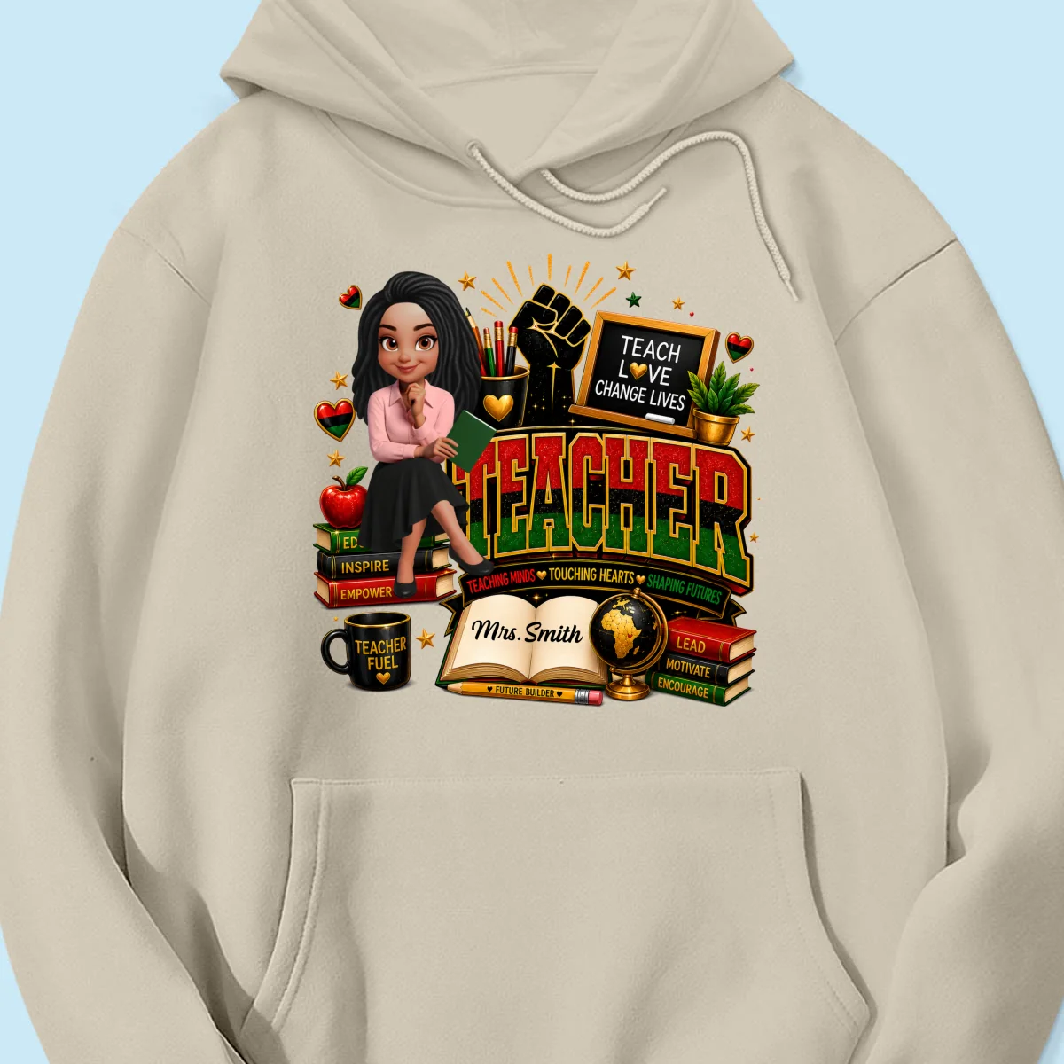 Teach Love Changes Life - Personalized Shirt - African American Teacher Appreciation Gift, Back to School Trendy Tee - Image 25