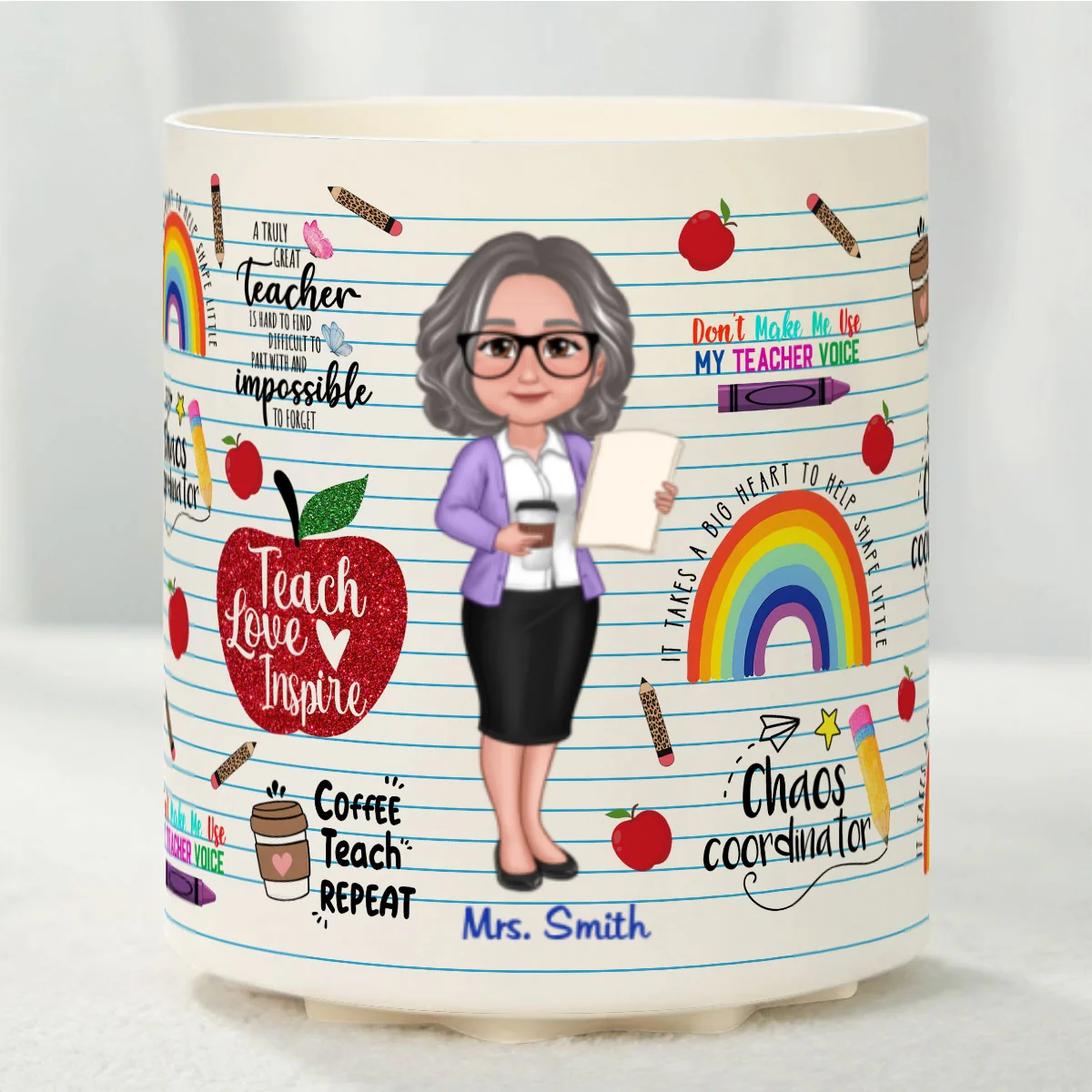 Teach Love Inspire Personalized Rotating Pen Holder, Back to School Gift for Teachers - Image 10