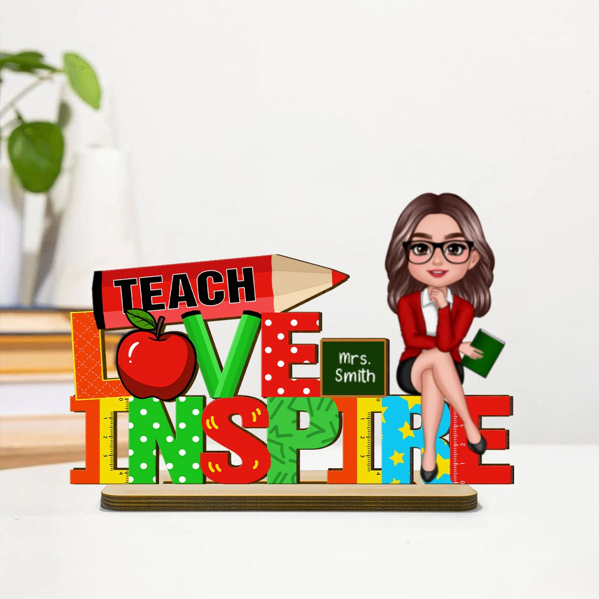 Teach Love Inspire Personalized Teacher Sign Table Decorations, Classroom Decor, Back to School Gift - Image 10