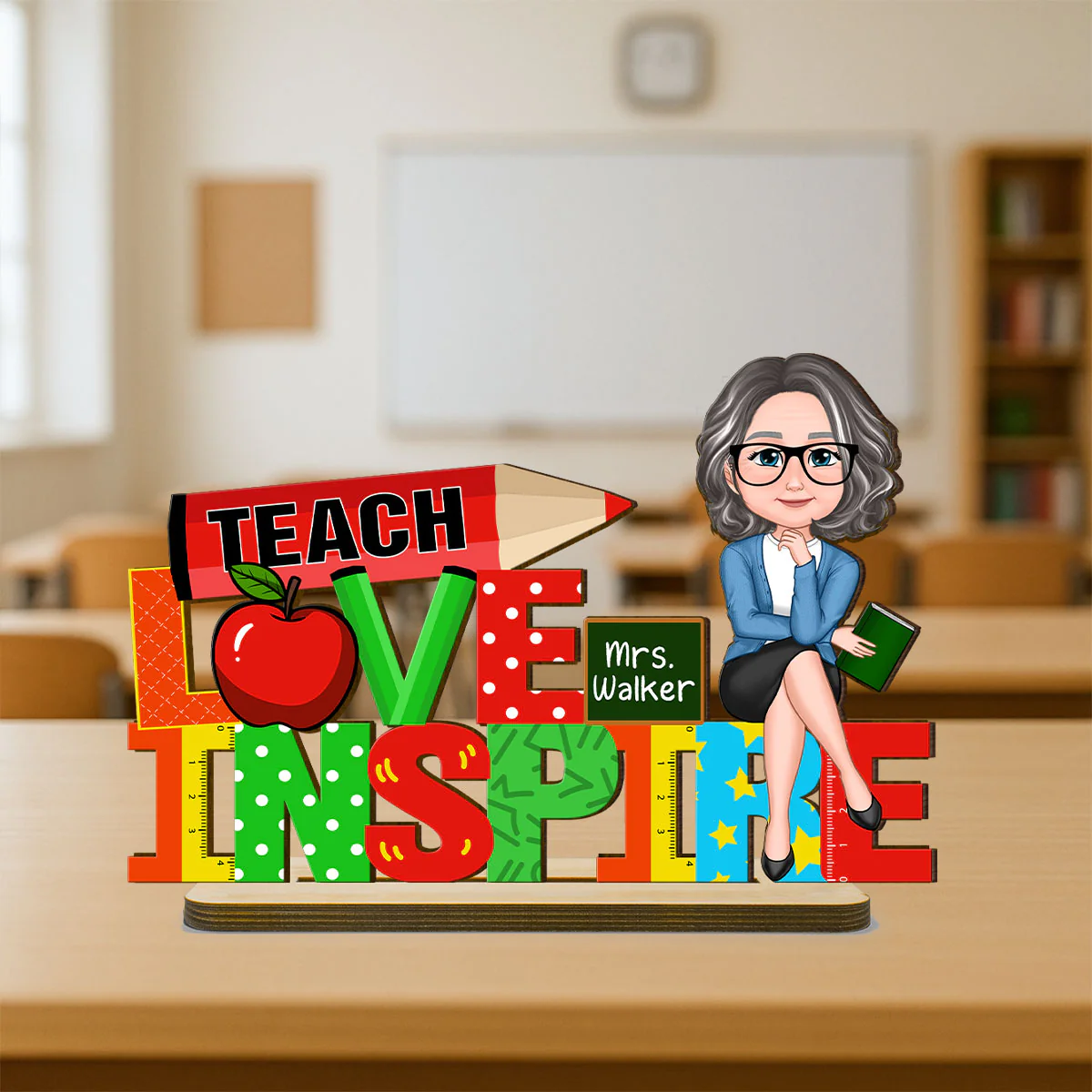 Teach Love Inspire Personalized Teacher Sign Table Decorations, Classroom Decor, Back to School Gift - Image 7
