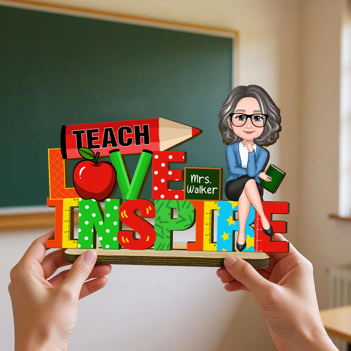 Teach Love Inspire Personalized Teacher Sign Table Decorations, Classroom Decor, Back to School Gift - Image 8