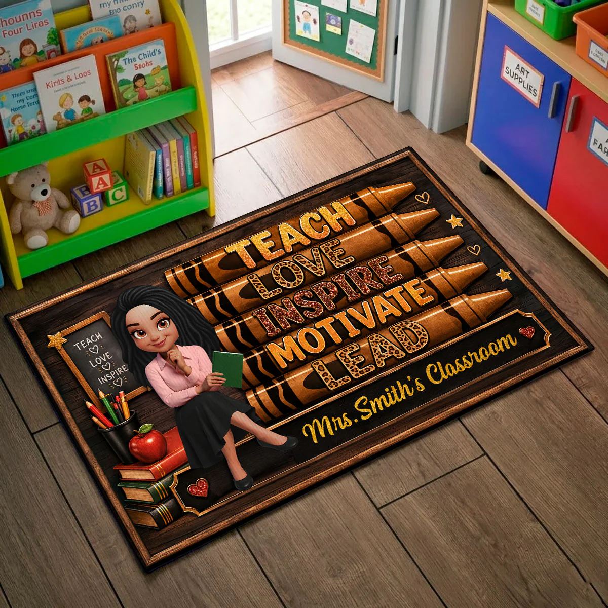 Teach Love Inspire Teacher - Personalized Doormat - Back to School Decor for Teachers - Image 5
