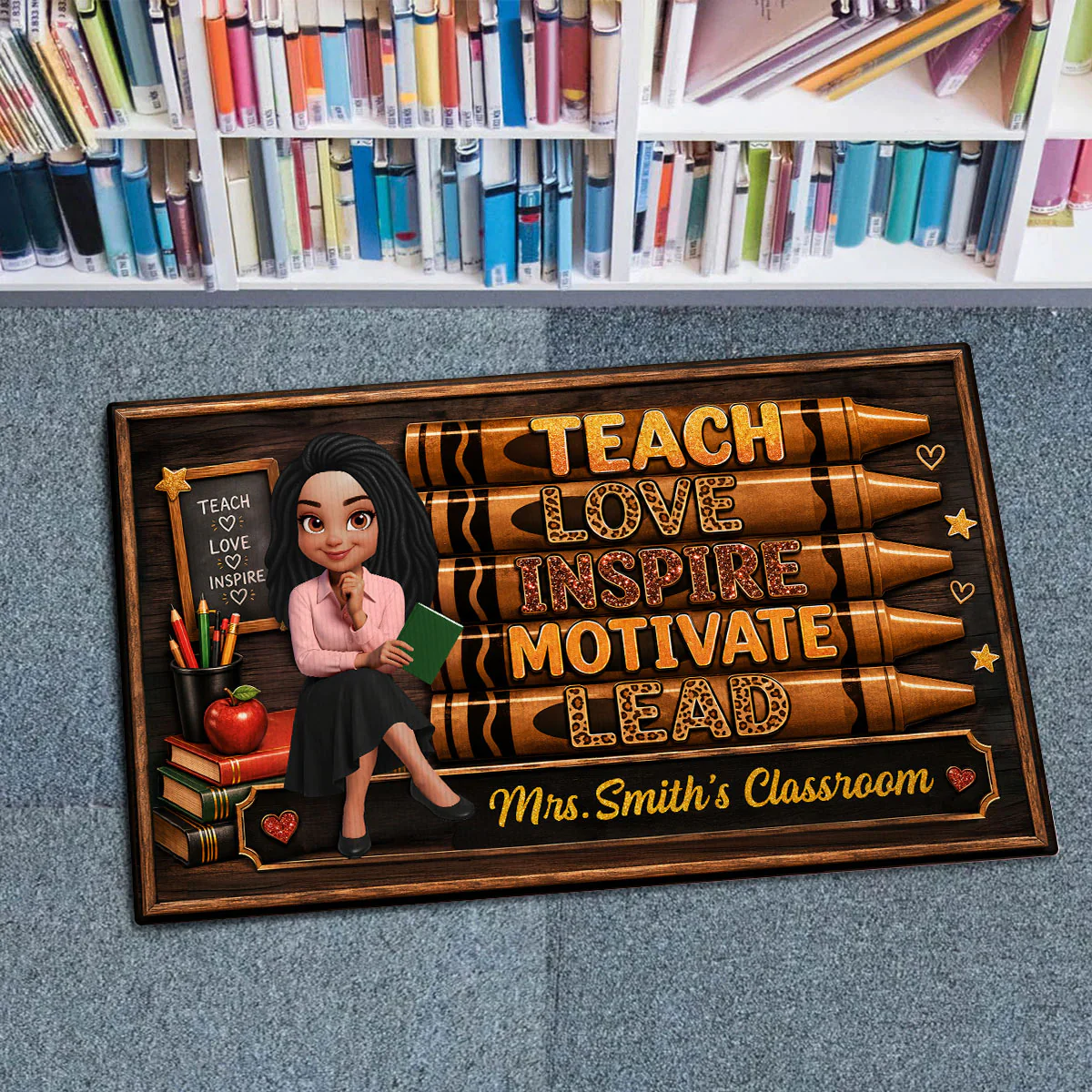 Teach Love Inspire Teacher - Personalized Doormat - Back to School Decor for Teachers - Image 6