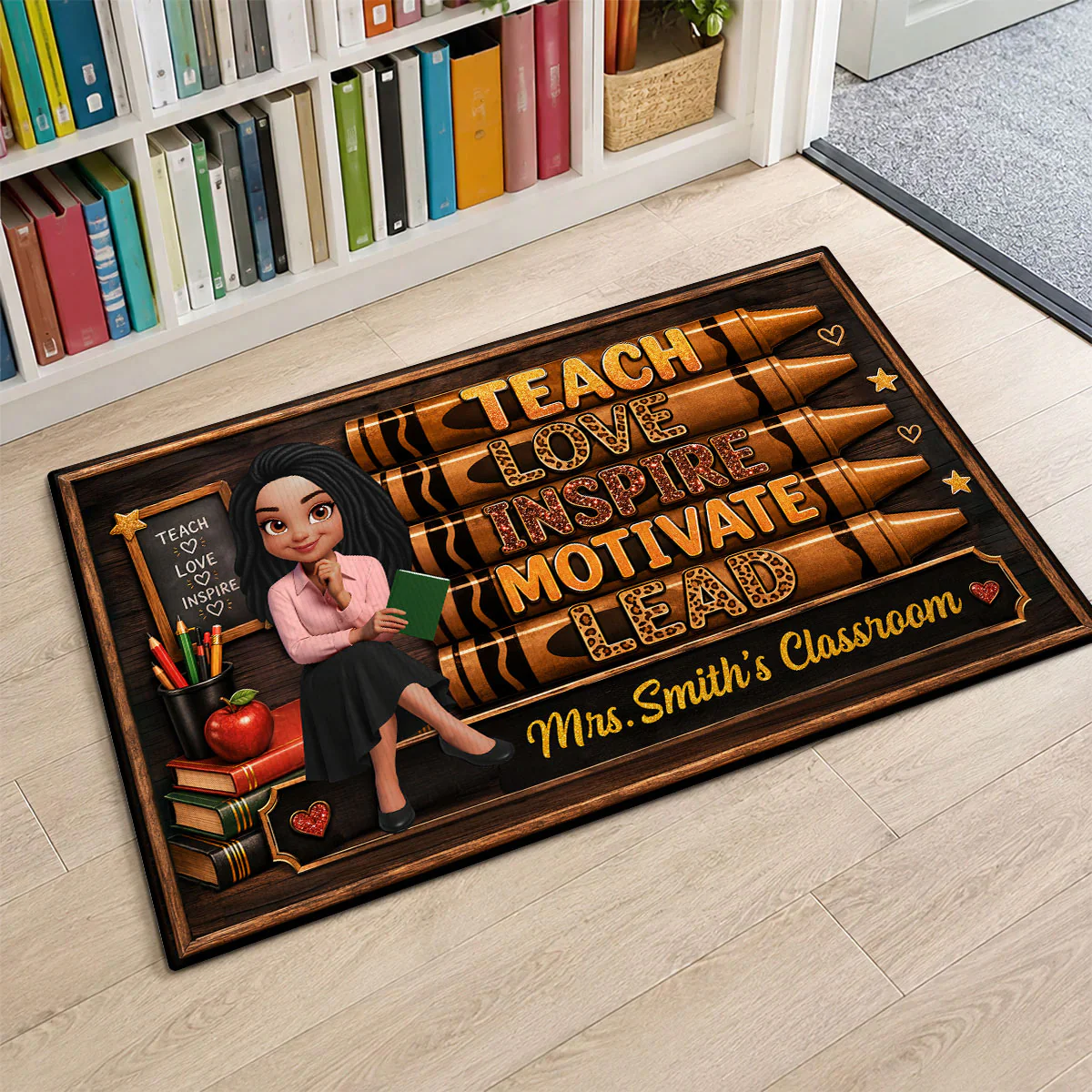 Teach Love Inspire Teacher - Personalized Doormat - Back to School Decor for Teachers - Image 7