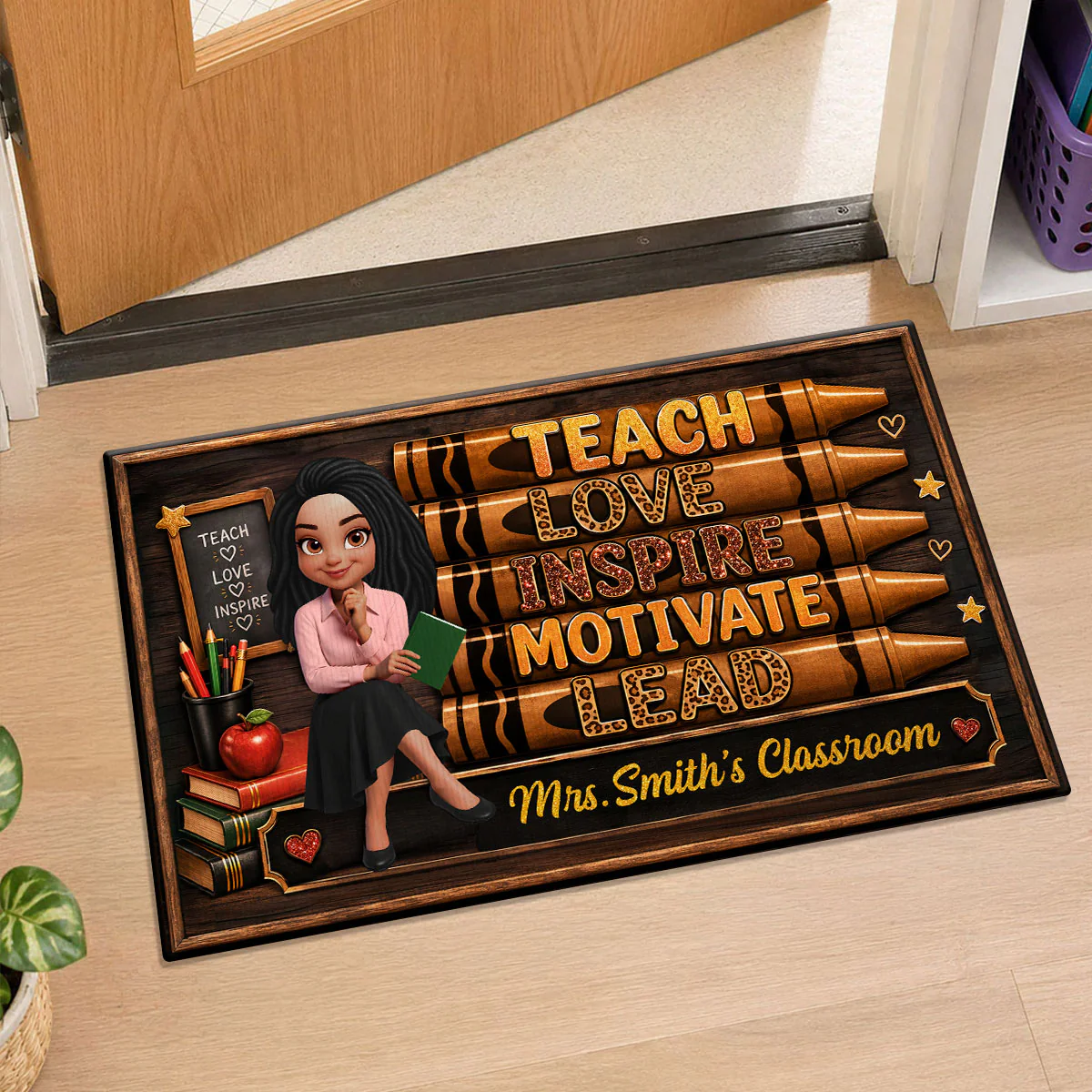 Teach Love Inspire Teacher - Personalized Doormat - Back to School Decor for Teachers - Image 8