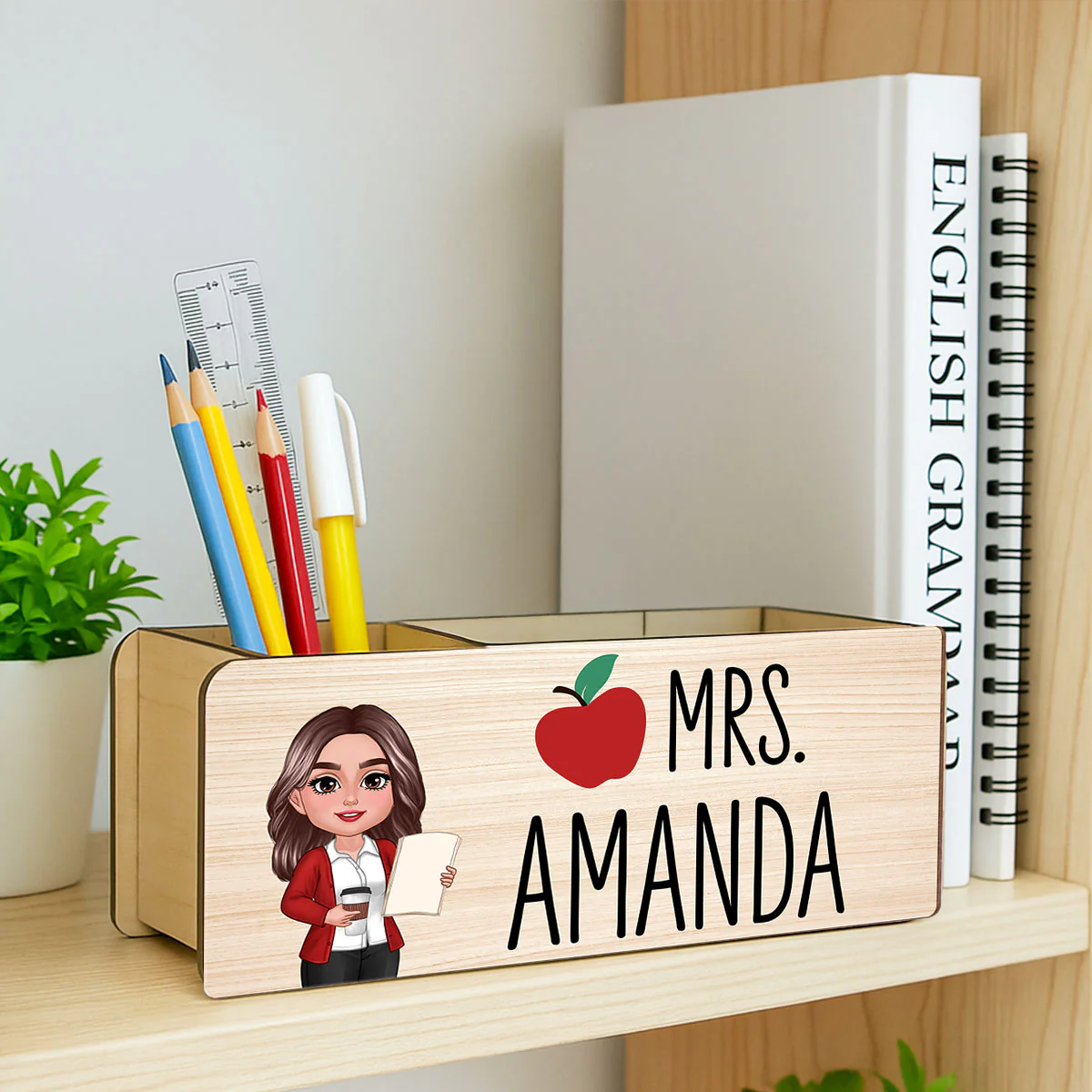 Teacher Apple Personalized Pen And Pencil Holder, Teacher Appreciation Gift, Back To School Gift - Image 4