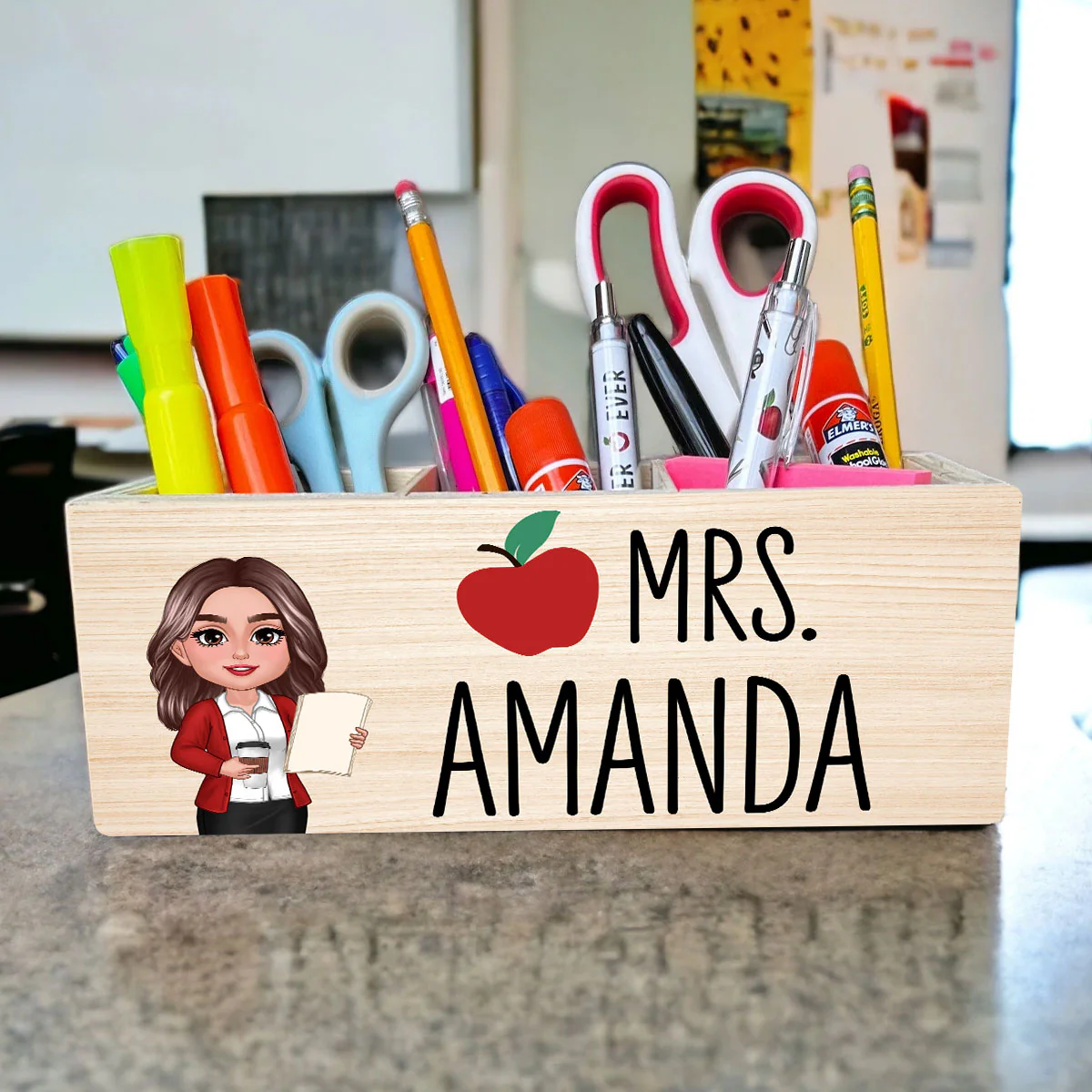 Teacher Apple Personalized Pen And Pencil Holder, Teacher Appreciation Gift, Back To School Gift - Image 6