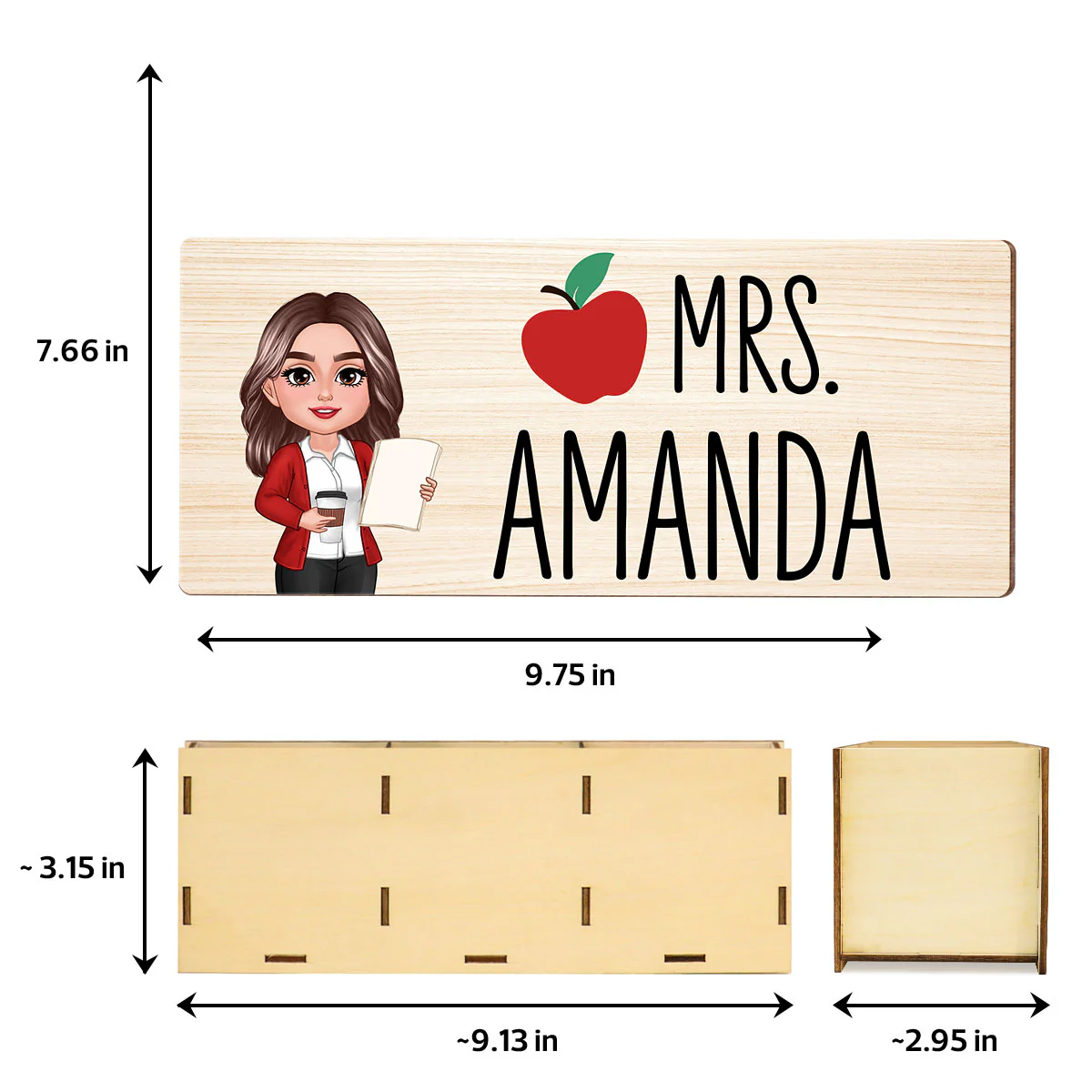 Teacher Apple Personalized Pen And Pencil Holder, Teacher Appreciation Gift, Back To School Gift - Image 7