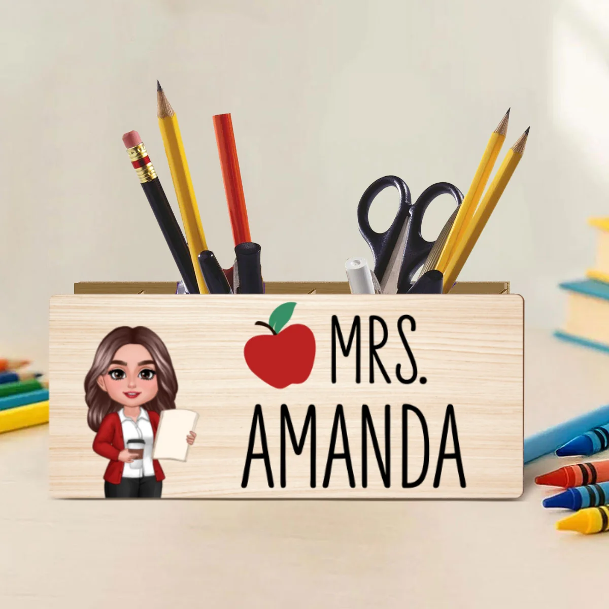 Teacher Apple Personalized Pen And Pencil Holder, Teacher Appreciation Gift, Back To School Gift - Image 9