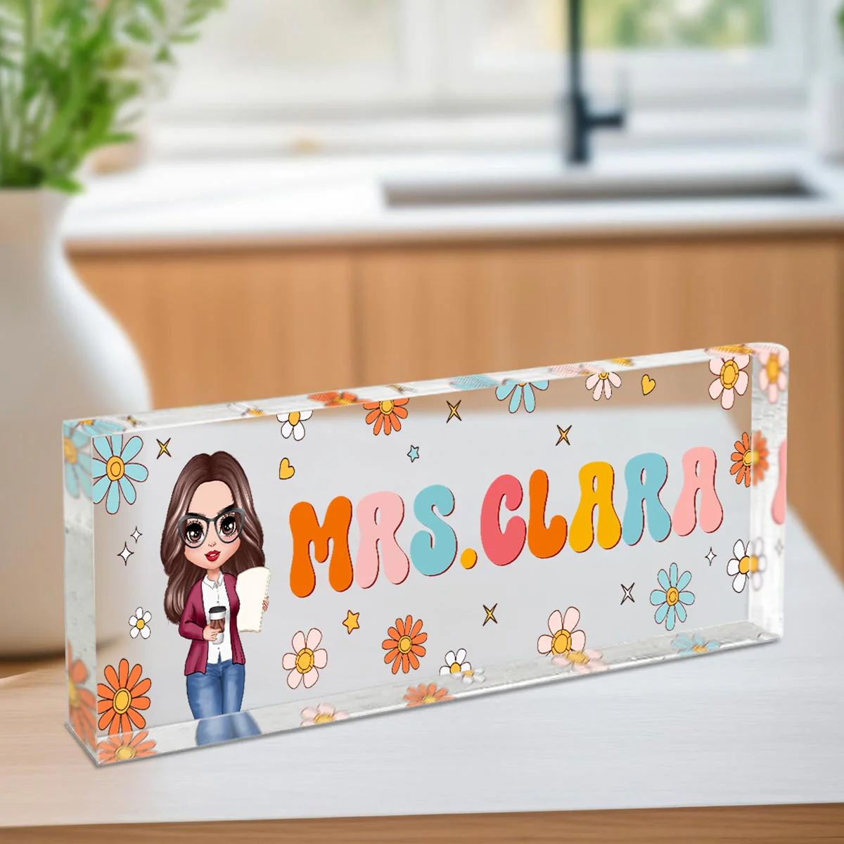Teacher Beautiful Personalized Acrylic Desk Name Plate, Teacher Appreciation Gift, Back To School Gift For Teacher - Image 6