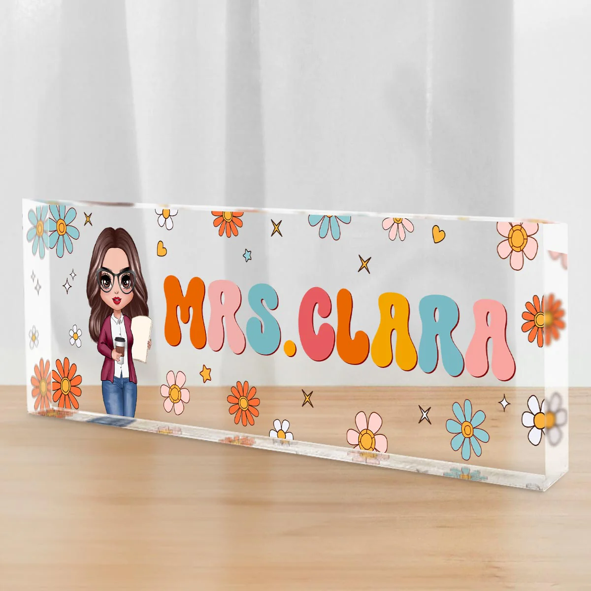 Teacher Beautiful Personalized Acrylic Desk Name Plate, Teacher Appreciation Gift, Back To School Gift For Teacher - Image 7