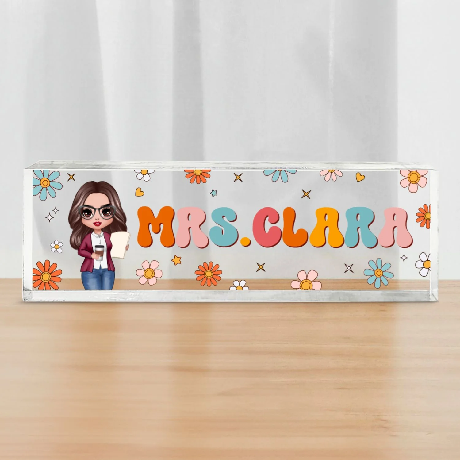Teacher Beautiful Personalized Acrylic Desk Name Plate, Teacher Appreciation Gift, Back To School Gift For Teacher - Image 9