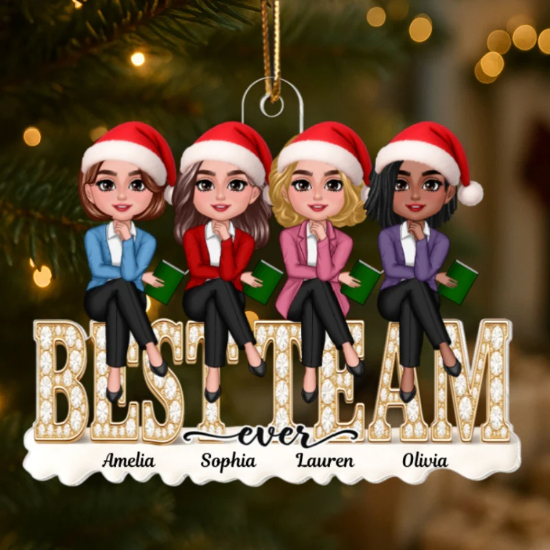 Teacher Best Team Ever 3D Shining Effect - Personalized Acrylic Ornament - Unique Christmas Gift For Coworkers - Image 10