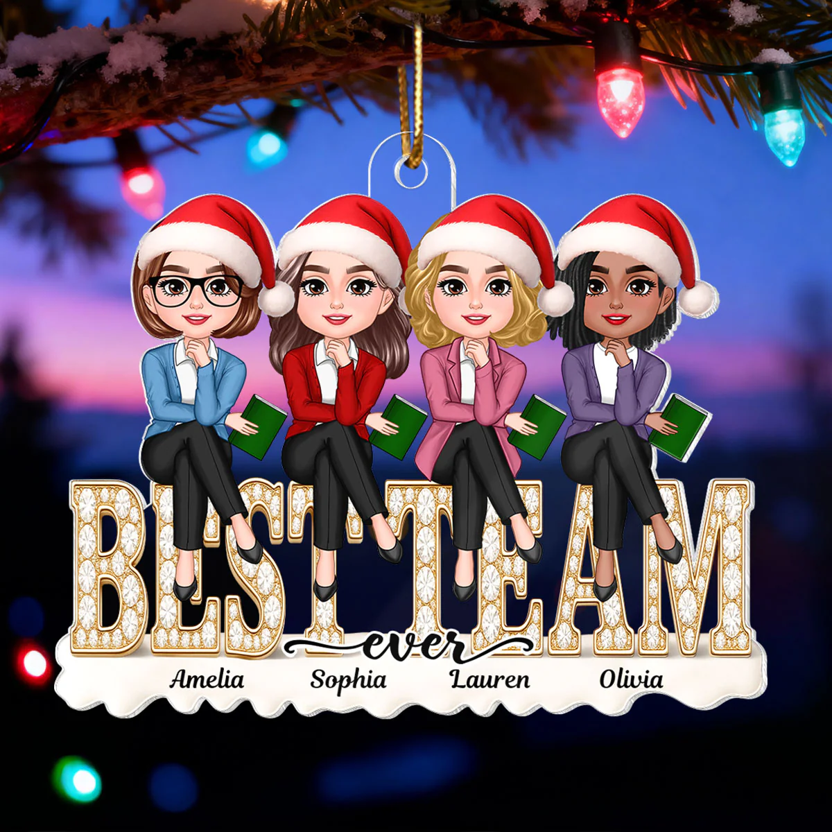 Teacher Best Team Ever 3D Shining Effect - Personalized Acrylic Ornament - Unique Christmas Gift For Coworkers - Image 8