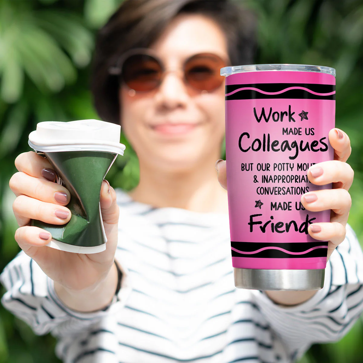Teacher Besties Colleagues Crayon Personalized Tumbler, Back To School Gift For Besties Teacher - Image 6