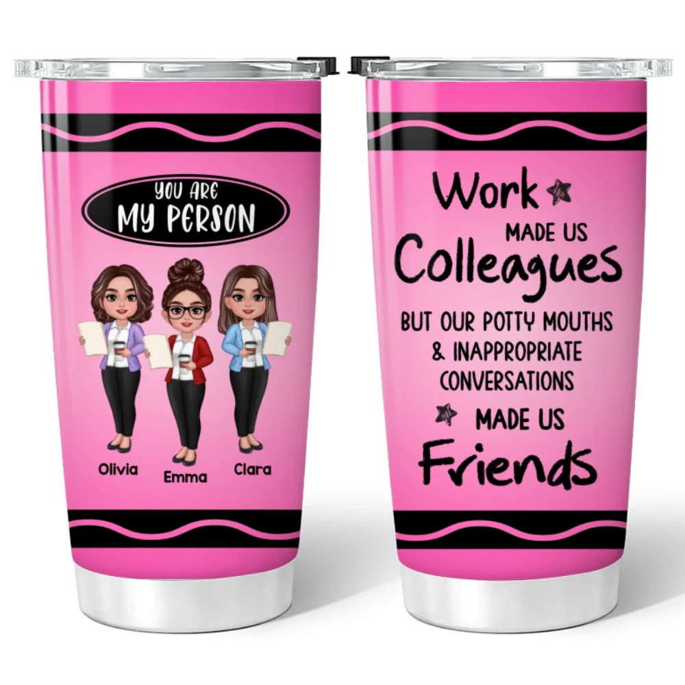Teacher Besties Colleagues Crayon Personalized Tumbler, Back To School Gift For Besties Teacher - Image 8