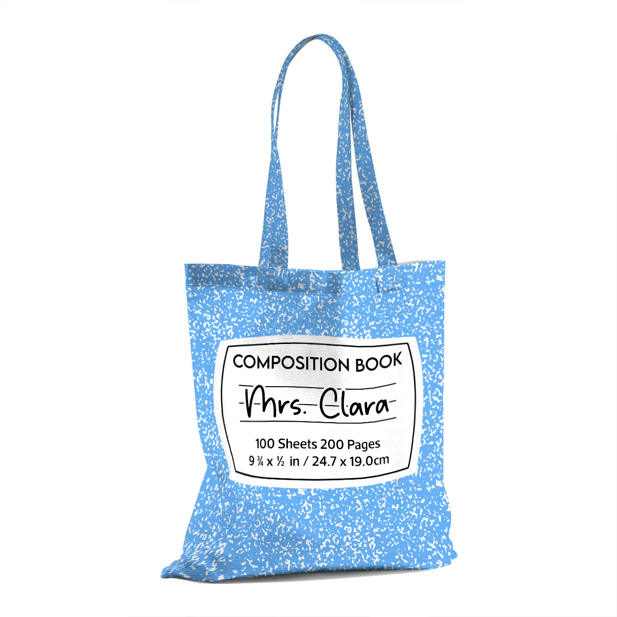 Teacher Colorful Composition Book Pattern Personalized Tote Bag, Back To School Gift For Teacher - Image 2