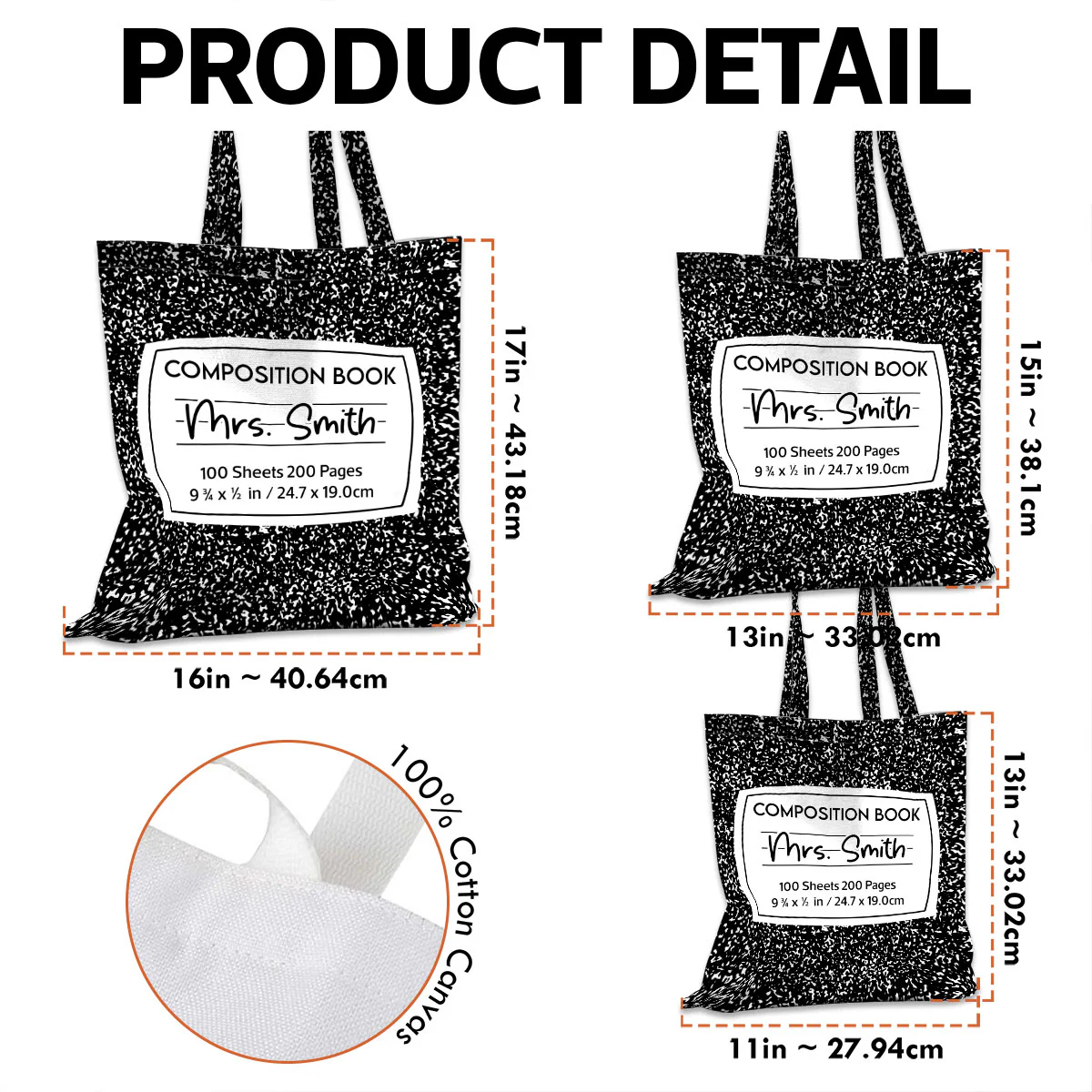 Teacher Colorful Composition Book Pattern Personalized Tote Bag, Back To School Gift For Teacher - Image 8