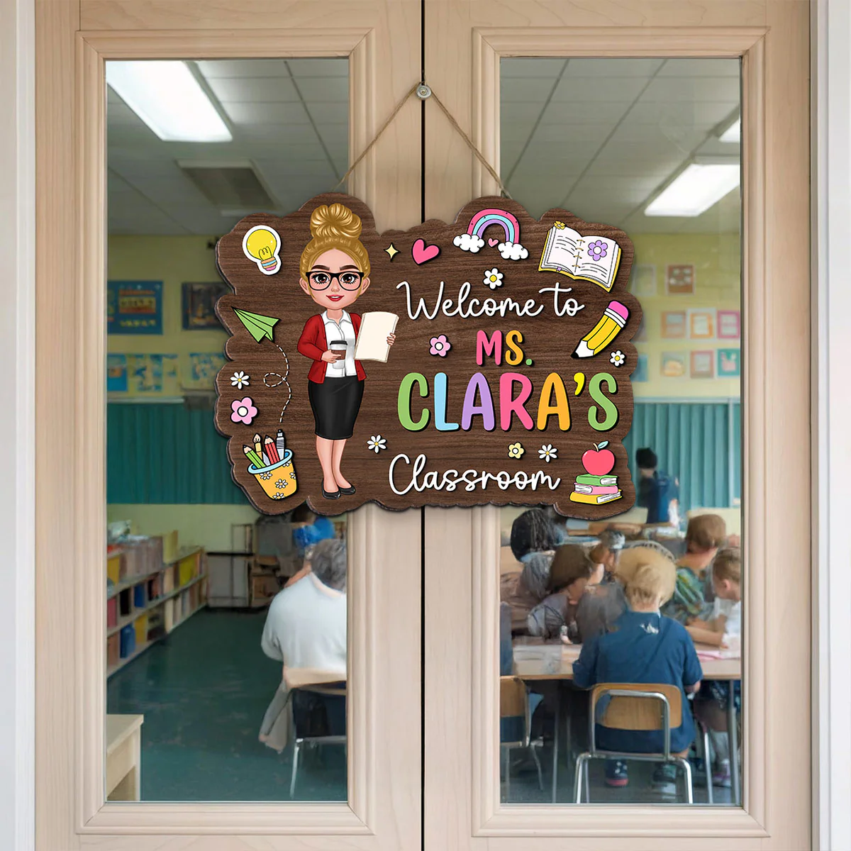Teacher Colorful Personalized Wood Sign, Back To School Gift - Image 5