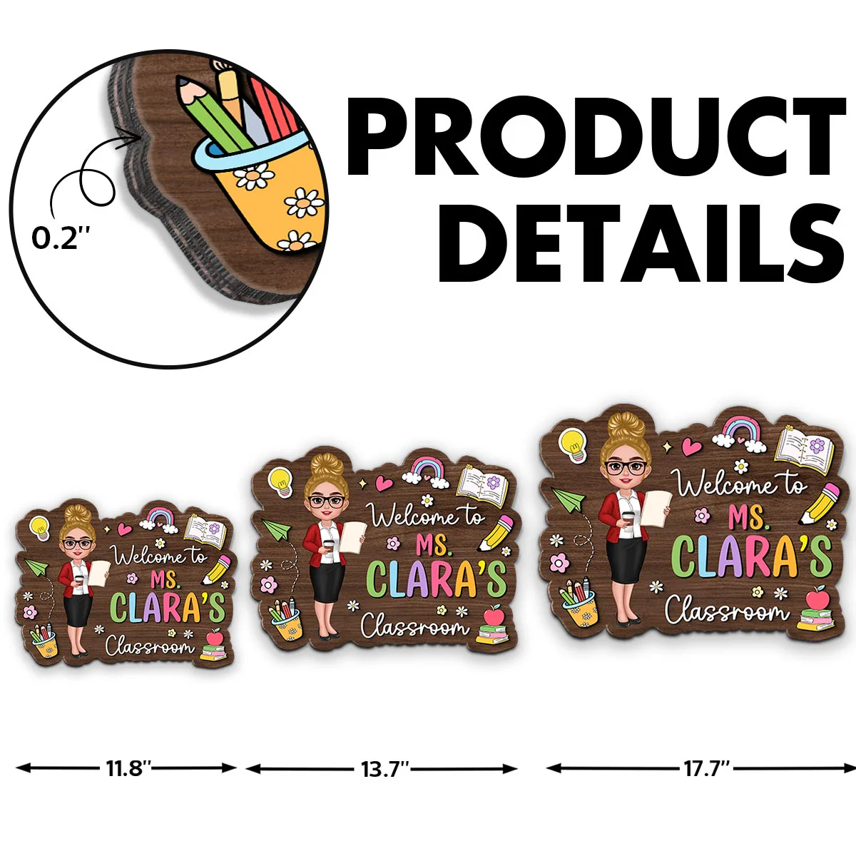 Teacher Colorful Personalized Wood Sign, Back To School Gift - Image 7