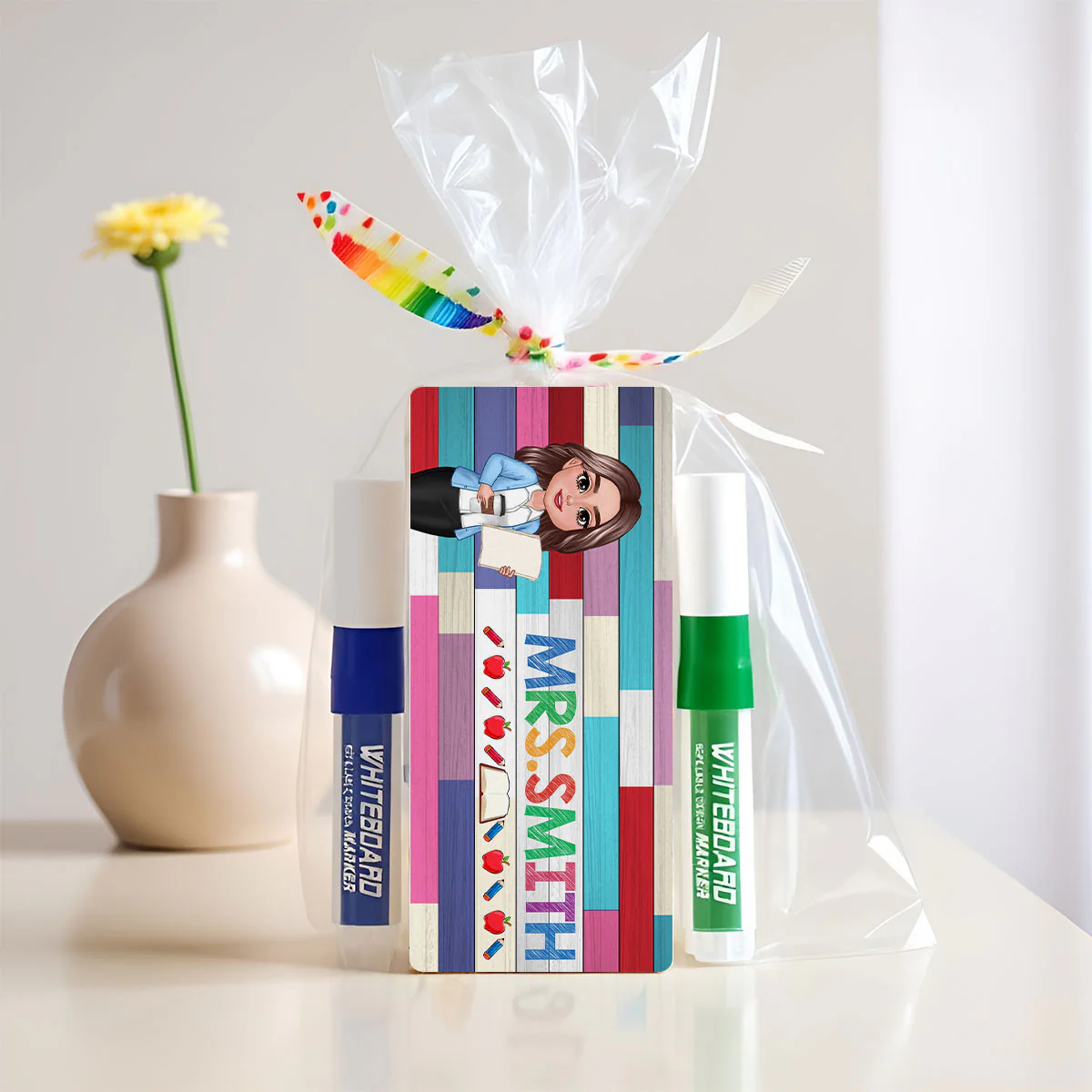 Teacher Colorful Wood Palletes Personalized Chalkboard/Whiteboard Eraser with Marker, Teacher Appreciation Gift, Back To School Gift - Image 3