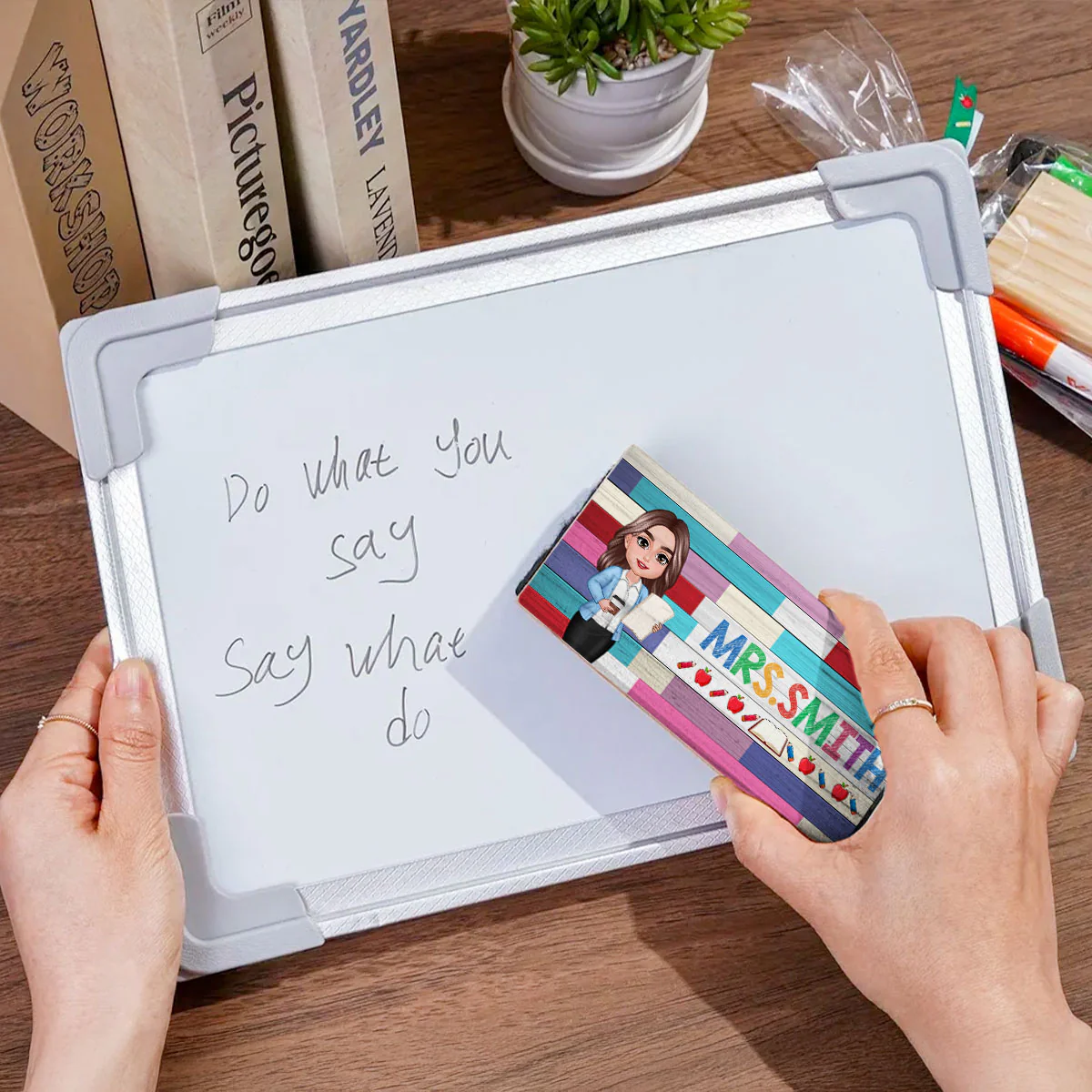 Teacher Colorful Wood Palletes Personalized Chalkboard/Whiteboard Eraser with Marker, Teacher Appreciation Gift, Back To School Gift - Image 5