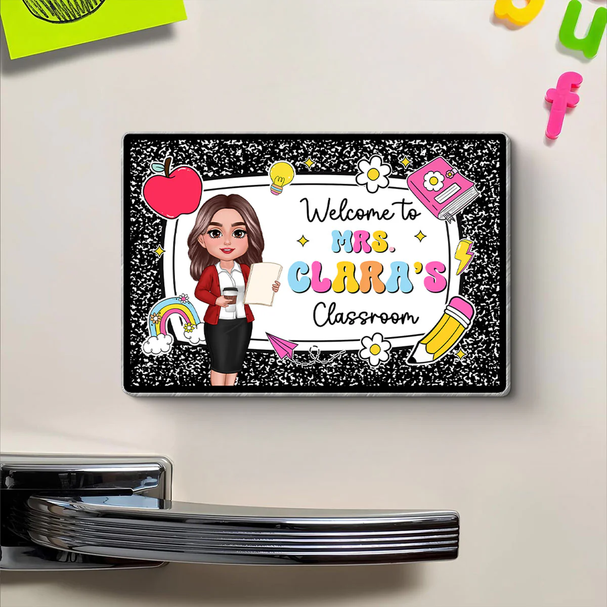 Teacher Composition Book Pattern Personalized Acrylic Whiteboard Magnet, Classroom Decor - Image 10