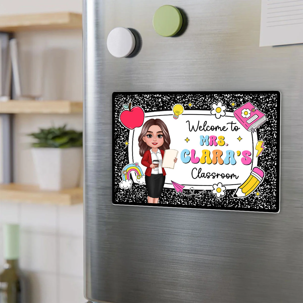 Teacher Composition Book Pattern Personalized Acrylic Whiteboard Magnet, Classroom Decor - Image 5