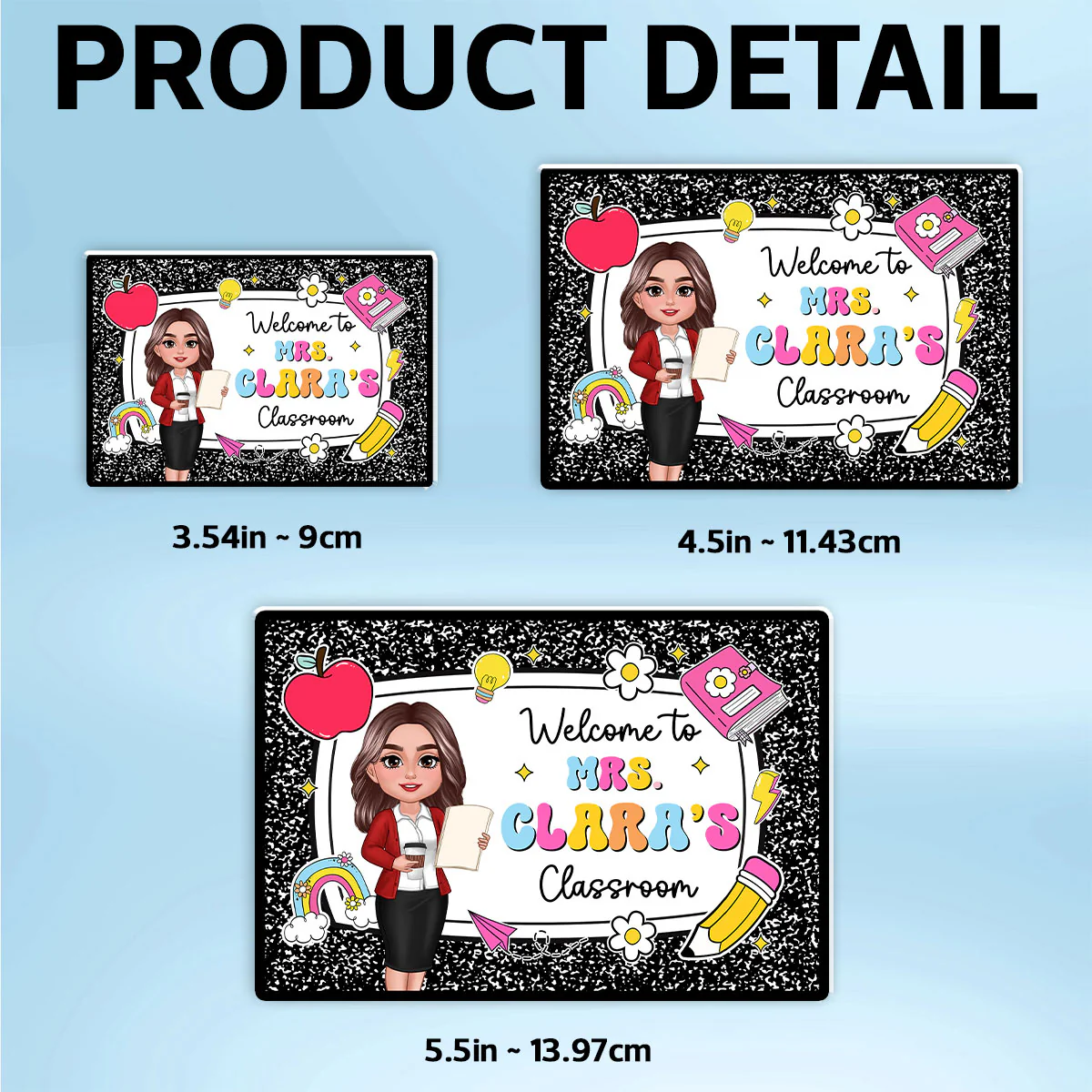 Teacher Composition Book Pattern Personalized Acrylic Whiteboard Magnet, Classroom Decor - Image 6