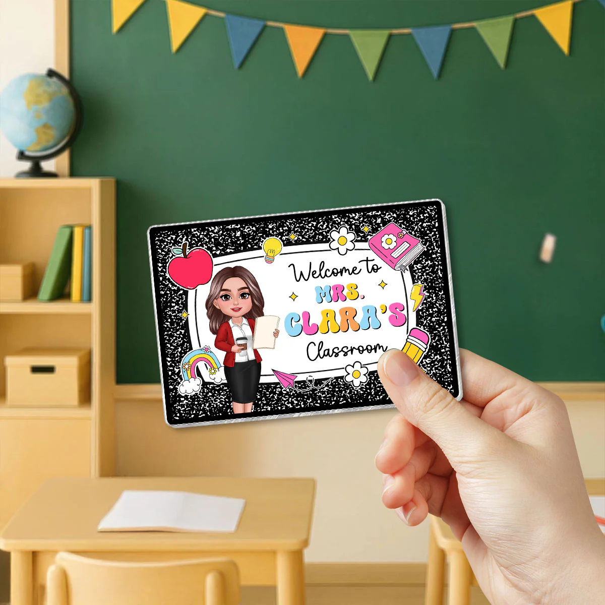Teacher Composition Book Pattern Personalized Acrylic Whiteboard Magnet, Classroom Decor - Image 8