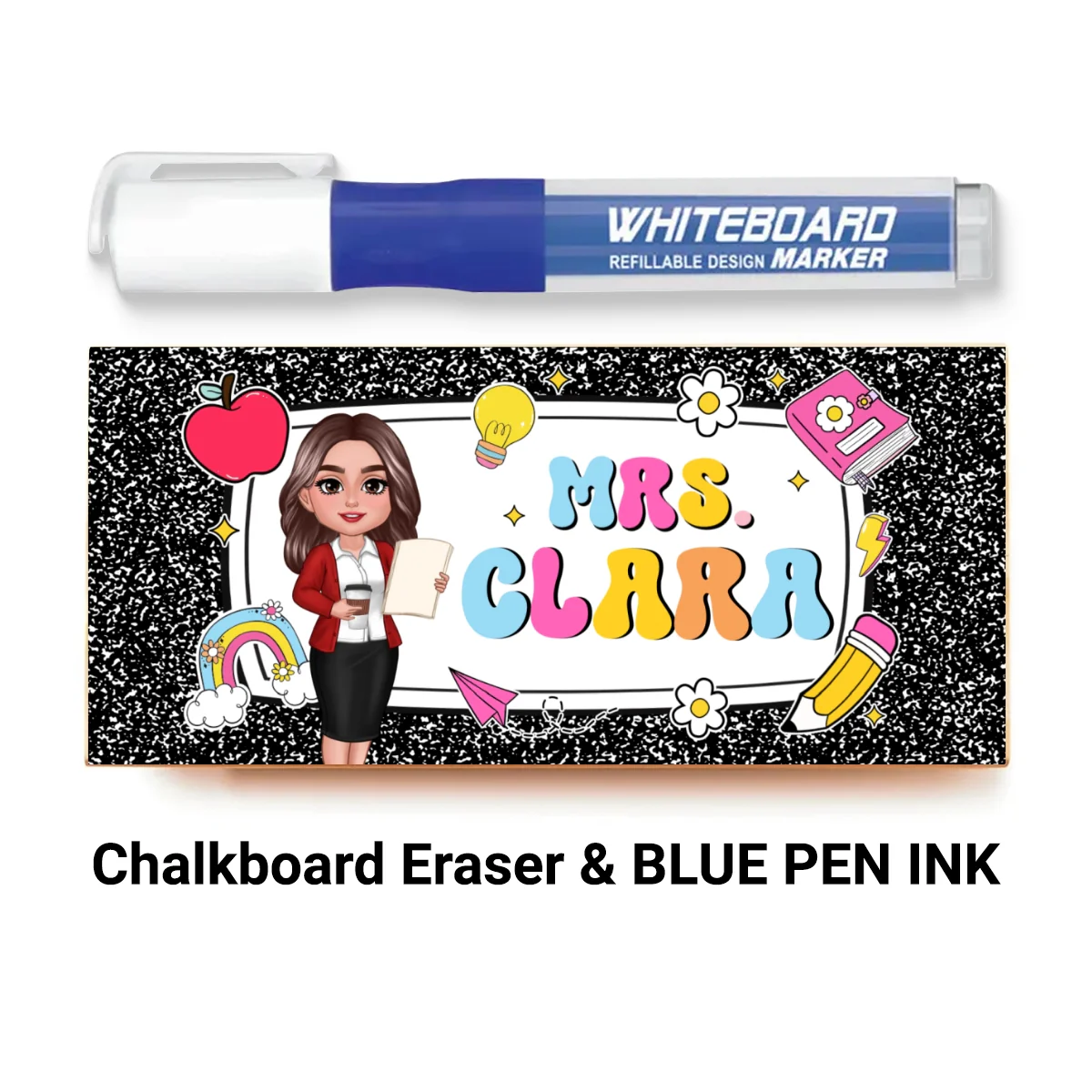Teacher Composition Book Pattern Personalized Chalkboard/Whiteboard Eraser with Marker, Teacher Appreciation Gift, Back To School Gift - Image 11