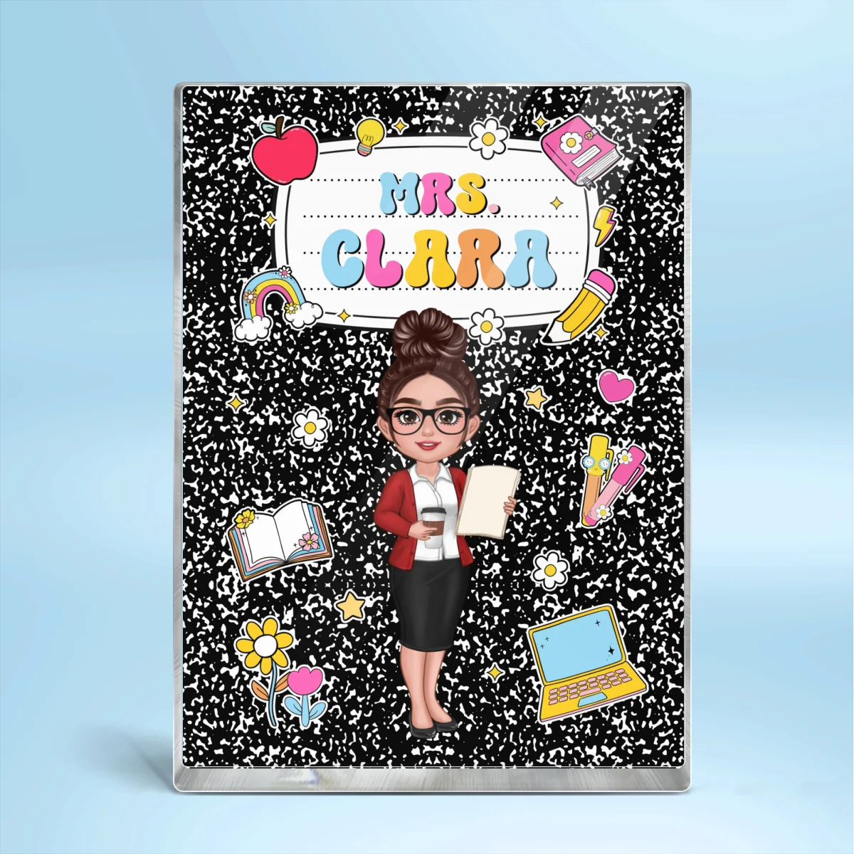 Teacher Composition Book Pattern Personalized Rectangle Acrylic Block, Gift For Teacher - Image 10