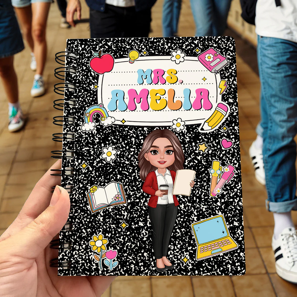Teacher Composition Book Pattern Personalized Spiral Notebook Journal, Gift For Teacher, Back To School Stationery - Image 4