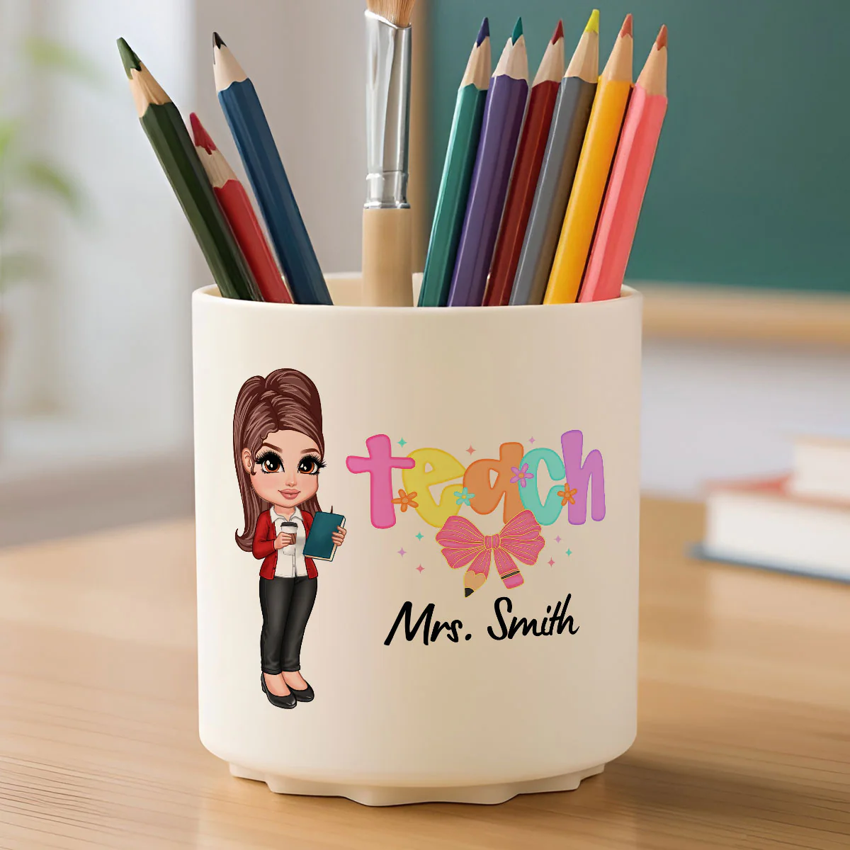 Teacher Coquette Style Personalized Rotating Pen Holder, Back To School Gift - Image 4