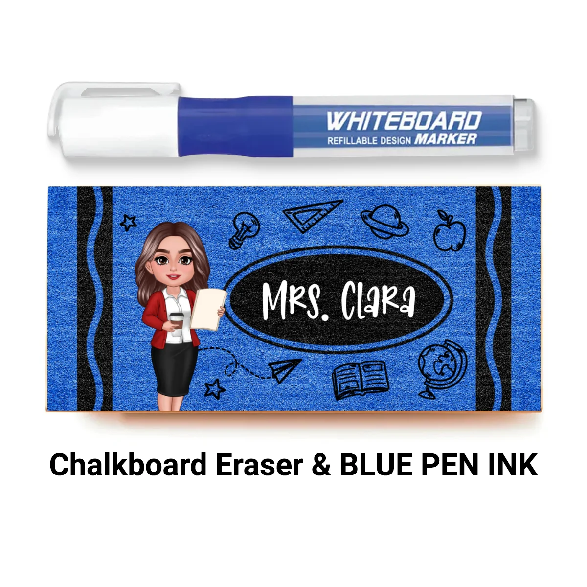 Teacher Crayon Pattern Personalized Chalkboard/Whiteboard Eraser with Marker, Teacher Appreciation Gift, Back To School Gift - Image 13