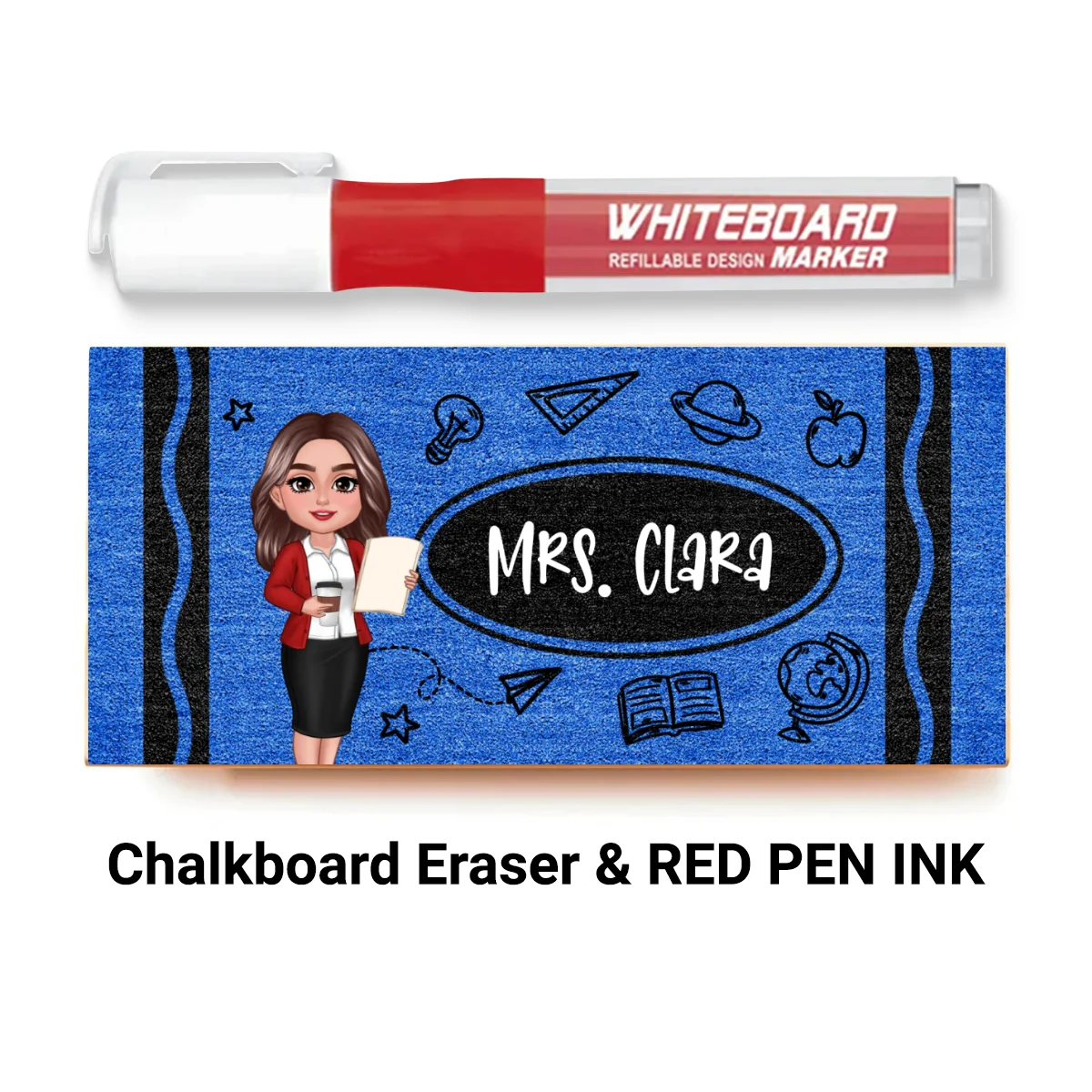 Teacher Crayon Pattern Personalized Chalkboard/Whiteboard Eraser with Marker, Teacher Appreciation Gift, Back To School Gift - Image 14