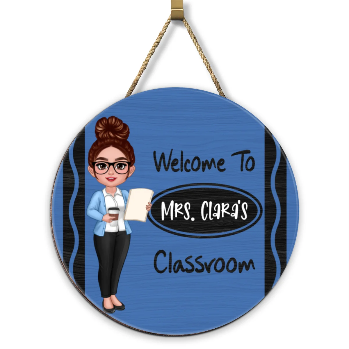 Teacher Crayon Pattern Welcome To Classroom Personalized Wood Sign - Image 8