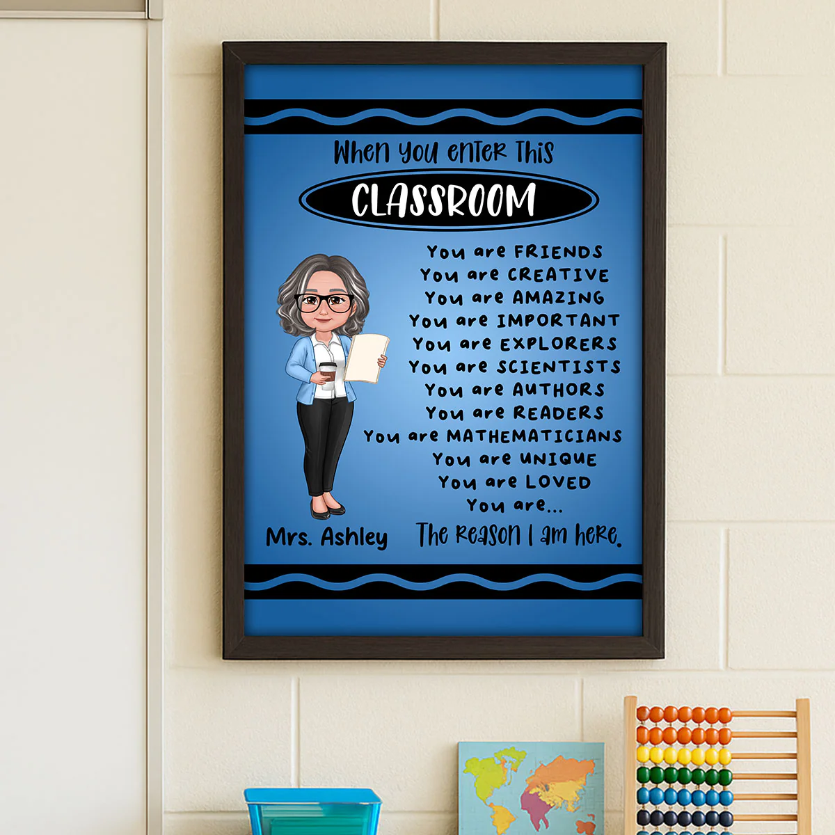Teacher Crayon Pattern When You Enter This Classroom Personalized Poster| Back To School, Motivation Classroom Decoration - Image 4