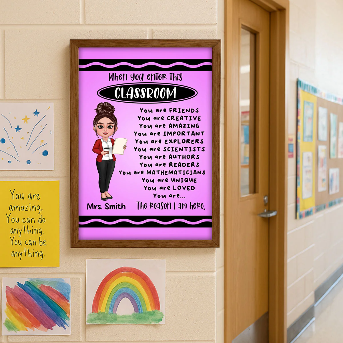 Teacher Crayon Pattern When You Enter This Classroom Personalized Poster| Back To School, Motivation Classroom Decoration - Image 7