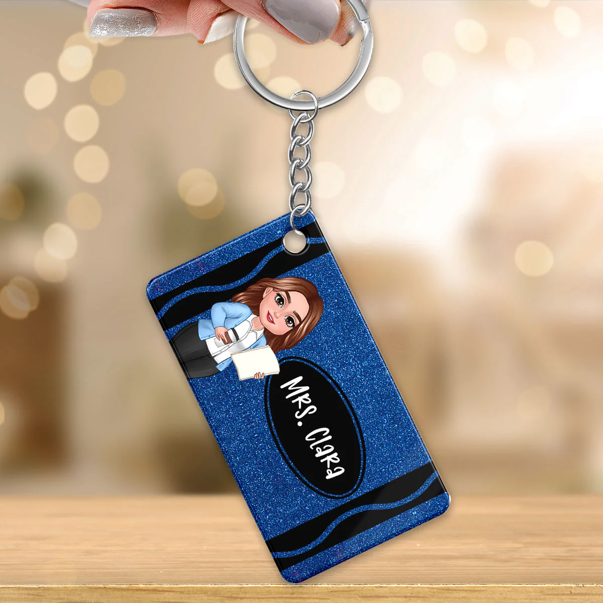 Teacher Crayon Personalized Acrylic Keychain, Back To School Gift For Teacher - Image 3