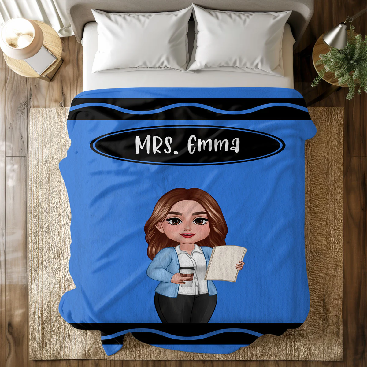 Teacher Crayon Personalized Blanket, Back To School Gift For Teacher - Image 5