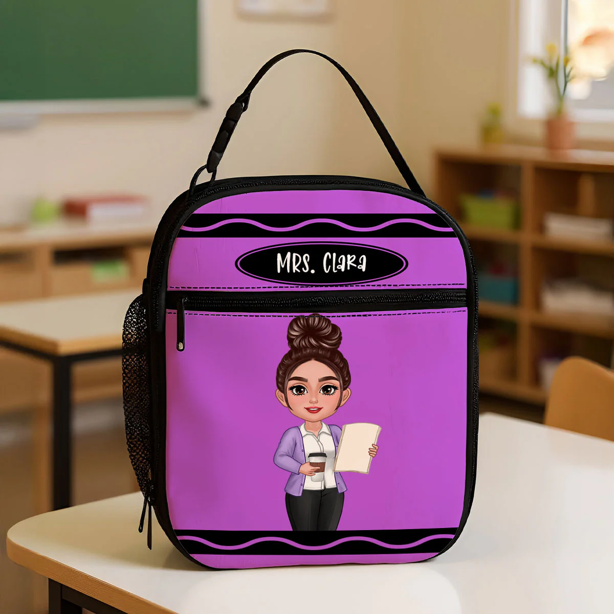 Teacher Crayon Personalized Insulated Lunch Bag, Back To School Gift For Teacher - Image 2