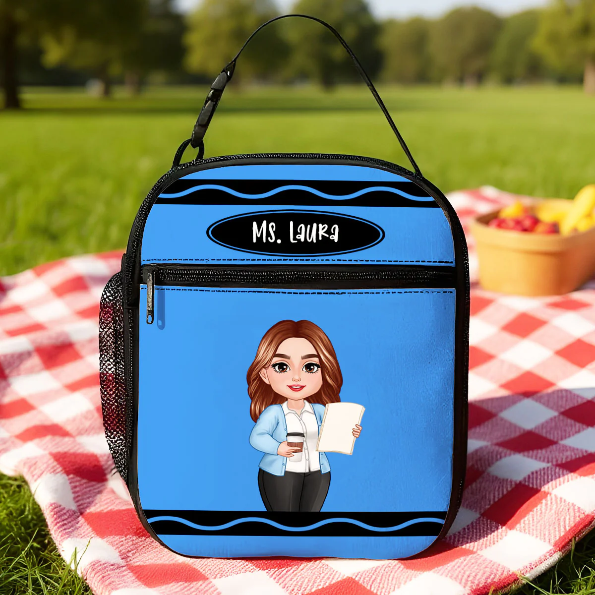 Teacher Crayon Personalized Insulated Lunch Bag, Back To School Gift For Teacher - Image 3