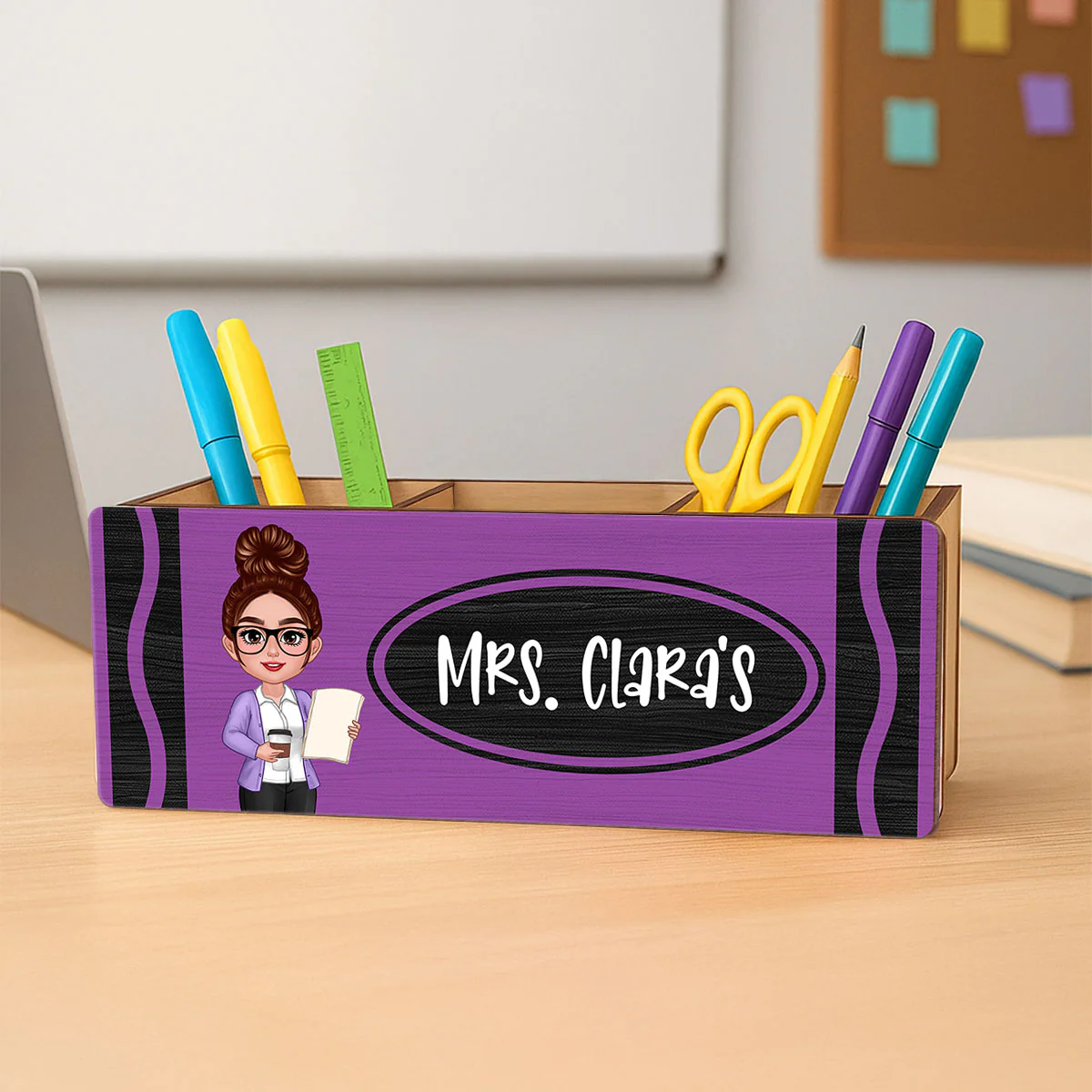 Teacher Crayon Personalized Pencil Holder - Image 3