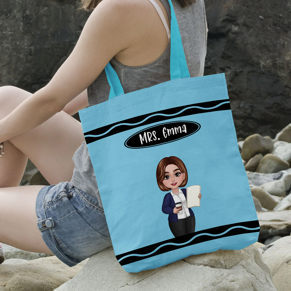 Teacher Crayon Personalized Tote Bag, Back To School Gift For Teacher - Image 13