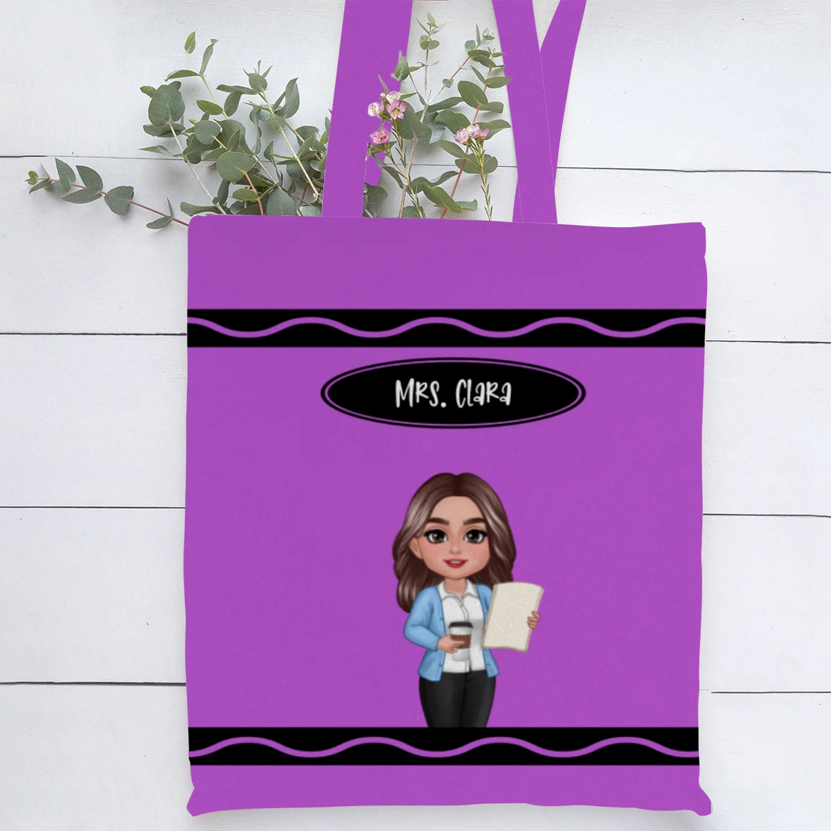 Teacher Crayon Personalized Tote Bag, Back To School Gift For Teacher - Image 15