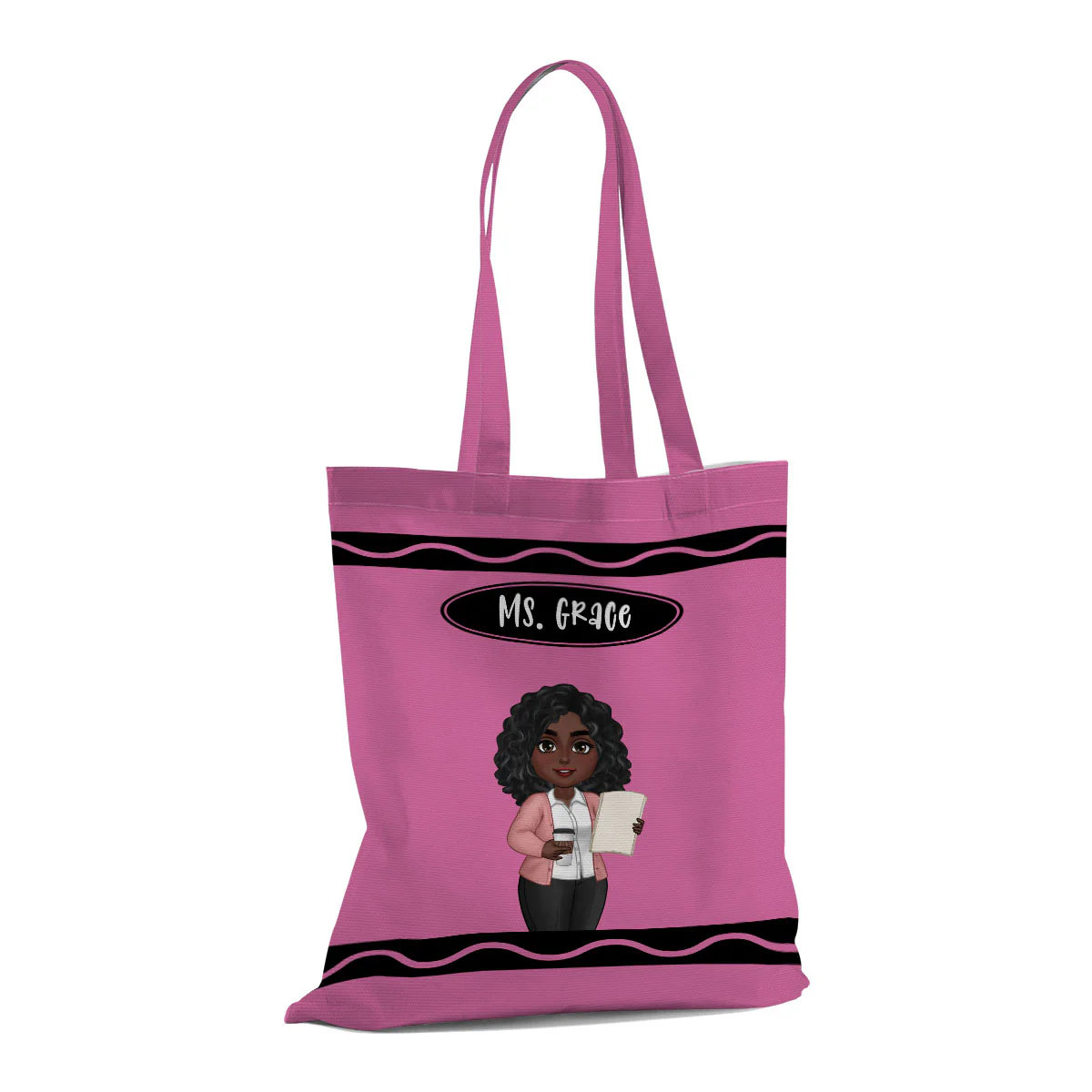 Teacher Crayon Personalized Tote Bag, Back To School Gift For Teacher - Image 2