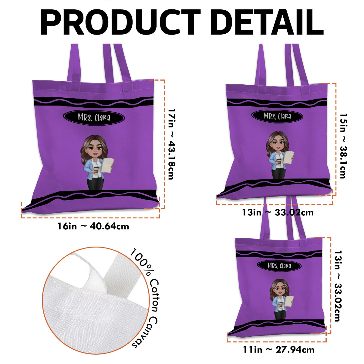Teacher Crayon Personalized Tote Bag, Back To School Gift For Teacher - Image 8