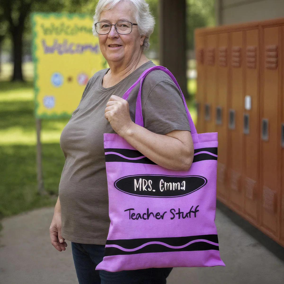 Teacher Crayon Personalized Tote Bag, Back To School Gift For Teacher - Image 10